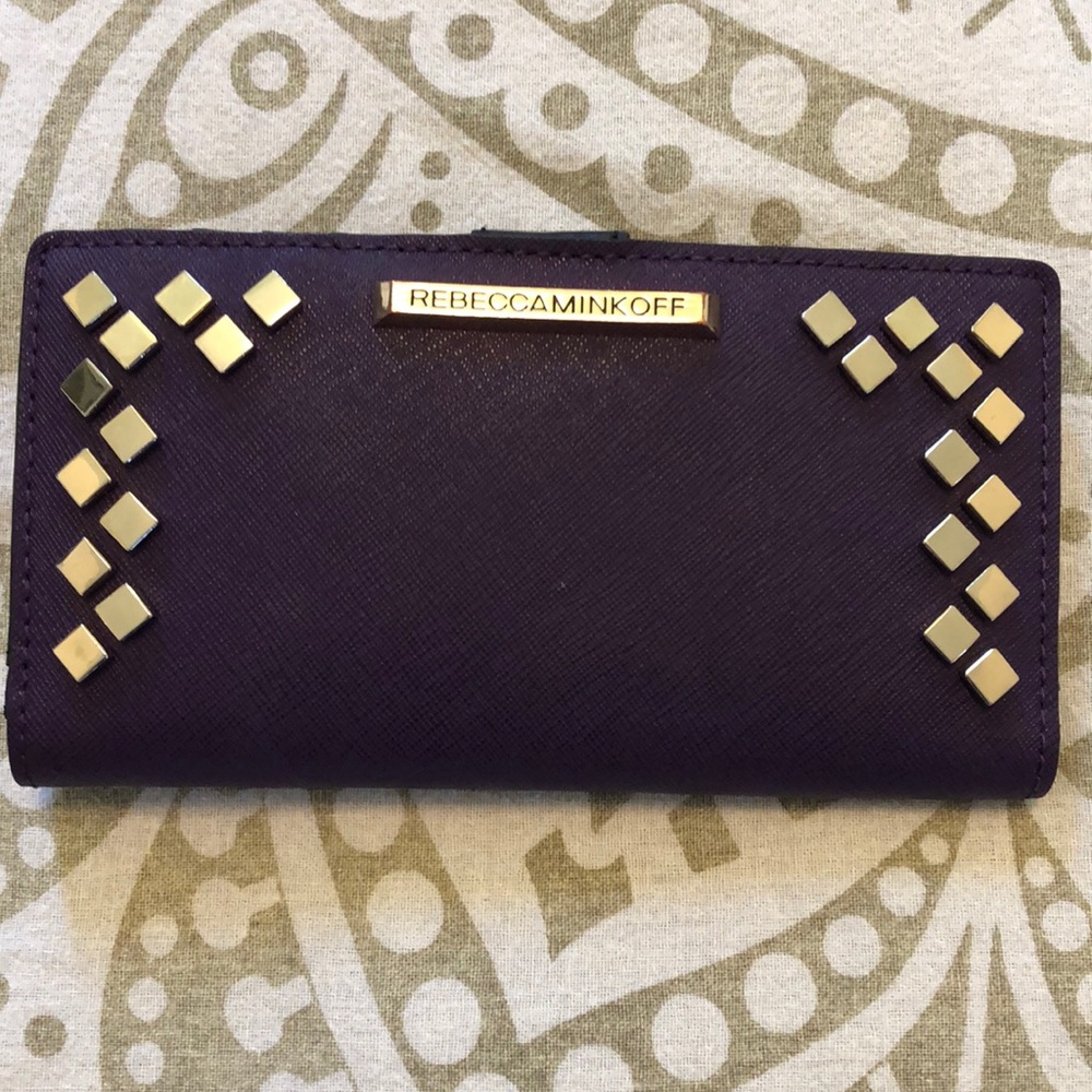 Rebecca Minkoff Purple Wallet with Gold Accents